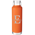 Personalized orange 24 oz vacuum insulated water bottle with 'Monogram letter E' design