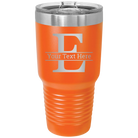 Personalized orange 30 oz vacuum insulated tumbler with 'Monogram letter E' design