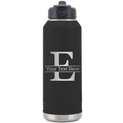 Personalized black 32 oz vacuum insulated water bottle with 'Monogram letter E' design