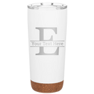 Personalized white 20 oz vacuum insulated tumbler with 'Monogram letter E' design
