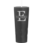 Personalized black 20 oz vacuum insulated tumbler with 'Monogram letter E' design