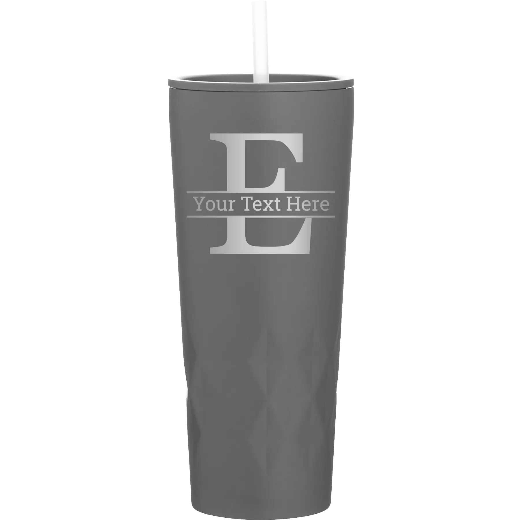 Personalized slate 20 oz vacuum insulated tumbler with 'Monogram letter E' design