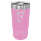 Personalized light purple 20 oz vacuum insulated tumbler with 'Monogram letter F' design
