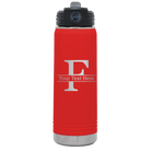 Personalized red 20 oz vacuum insulated water bottle with 'Monogram letter F' design
