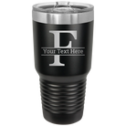 Personalized black 30 oz vacuum insulated tumbler with 'Monogram letter F' design