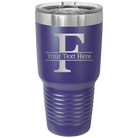 Personalized purple 30 oz vacuum insulated tumbler with 'Monogram letter F' design