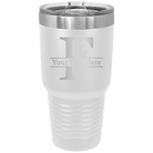 Personalized white 30 oz vacuum insulated tumbler with 'Monogram letter F' design