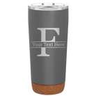 Personalized storm gray 20 oz vacuum insulated tumbler with 'Monogram letter F' design
