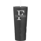 Personalized black 20 oz vacuum insulated tumbler with 'Monogram letter F' design