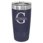 Personalized navy 20 oz vacuum insulated tumbler with 'Monogram letter G' design