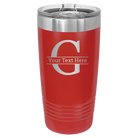 Personalized red 20 oz vacuum insulated tumbler with 'Monogram letter G' design
