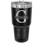 Personalized black 30 oz vacuum insulated tumbler with 'Monogram letter G' design