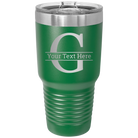 Personalized green 30 oz vacuum insulated tumbler with 'Monogram letter G' design