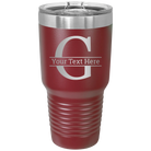 Personalized maroon 30 oz vacuum insulated tumbler with 'Monogram letter G' design