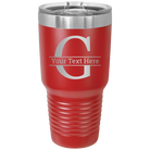 Personalized red 30 oz vacuum insulated tumbler with 'Monogram letter G' design