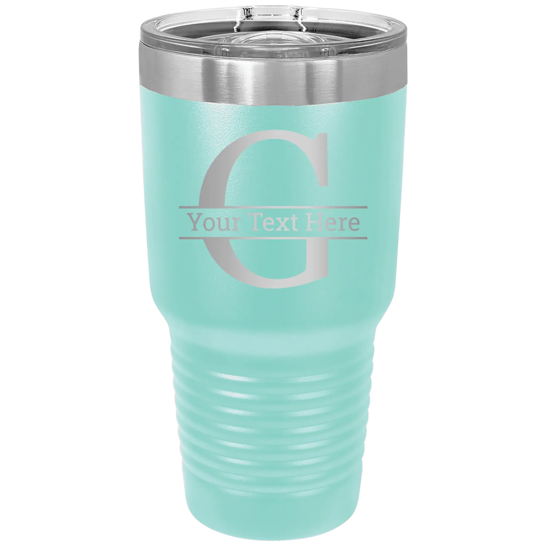 Personalized teal 30 oz vacuum insulated tumbler with 'Monogram letter G' design