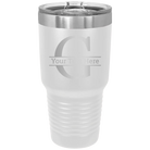 Personalized white 30 oz vacuum insulated tumbler with 'Monogram letter G' design