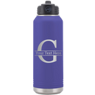 Personalized purple 32 oz vacuum insulated water bottle with 'Monogram letter G' design