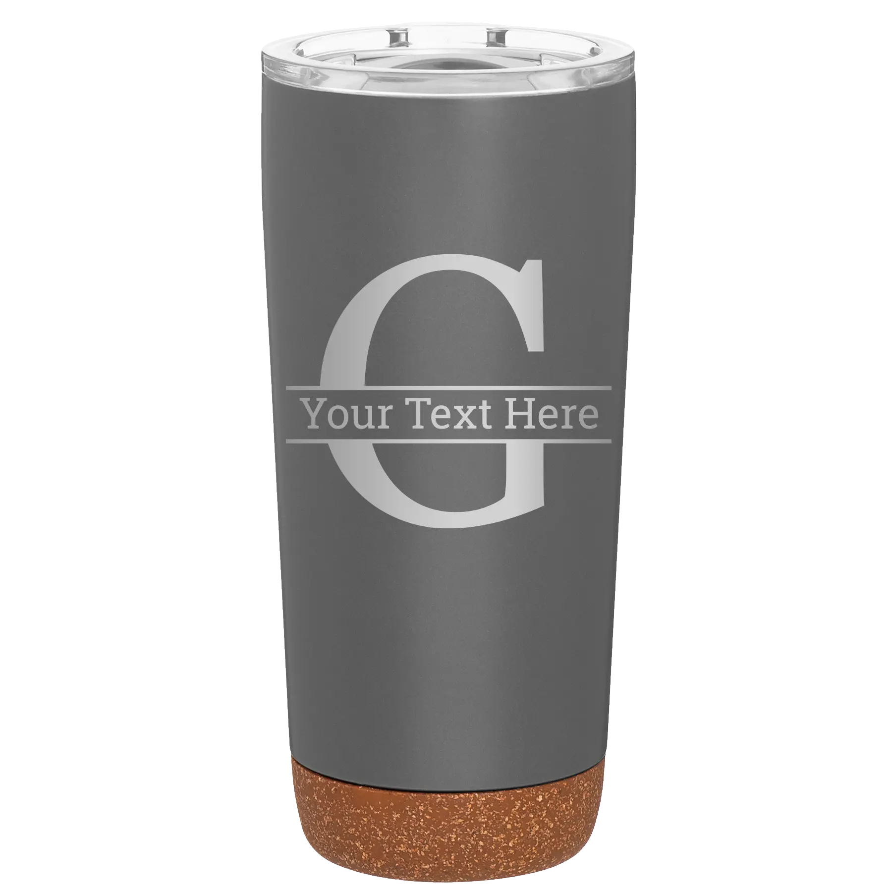 Personalized storm gray 20 oz vacuum insulated tumbler with 'Monogram letter G' design