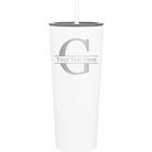 Personalized white 20 oz vacuum insulated tumbler with 'Monogram letter G' design