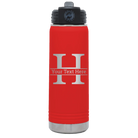 Personalized red 20 oz vacuum insulated water bottle with 'Monogram letter H' design