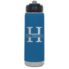 Personalized royal blue 20 oz vacuum insulated water bottle with 'Monogram letter H' design