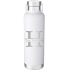 Personalized white 24 oz vacuum insulated water bottle with 'Monogram letter H' design