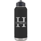 Personalized black 32 oz vacuum insulated water bottle with 'Monogram letter H' design