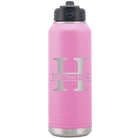 Personalized light purple 32 oz vacuum insulated water bottle with 'Monogram letter H' design