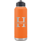 Personalized orange 32 oz vacuum insulated water bottle with 'Monogram letter H' design
