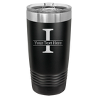 Personalized black 20 oz vacuum insulated tumbler with 'Monogram letter I' design