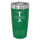 Personalized green 20 oz vacuum insulated tumbler with 'Monogram letter I' design