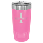 Personalized pink 20 oz vacuum insulated tumbler with 'Monogram letter I' design