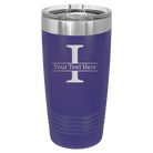 Personalized purple 20 oz vacuum insulated tumbler with 'Monogram letter I' design