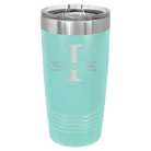 Personalized teal 20 oz vacuum insulated tumbler with 'Monogram letter I' design