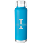Personalized aqua 24 oz vacuum insulated water bottle with 'Monogram letter I' design