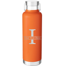 Personalized orange 24 oz vacuum insulated water bottle with 'Monogram letter I' design