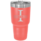 Personalized coral 30 oz vacuum insulated tumbler with 'Monogram letter I' design