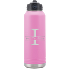 Personalized light purple 32 oz vacuum insulated water bottle with 'Monogram letter I' design