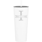 Personalized white 20 oz vacuum insulated tumbler with 'Monogram letter I' design