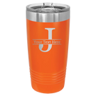 Personalized orange 20 oz vacuum insulated tumbler with 'Monogram letter J' design