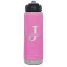 Personalized light purple 20 oz vacuum insulated water bottle with 'Monogram letter J' design