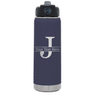 Personalized navy 20 oz vacuum insulated water bottle with 'Monogram letter J' design