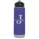 Personalized purple 20 oz vacuum insulated water bottle with 'Monogram letter J' design