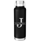 Personalized black 24 oz vacuum insulated water bottle with 'Monogram letter J' design