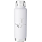 Personalized white 24 oz vacuum insulated water bottle with 'Monogram letter J' design
