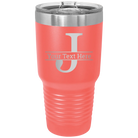 Personalized coral 30 oz vacuum insulated tumbler with 'Monogram letter J' design