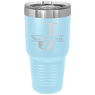 Personalized light blue 30 oz vacuum insulated tumbler with 'Monogram letter J' design