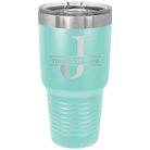 Personalized teal 30 oz vacuum insulated tumbler with 'Monogram letter J' design