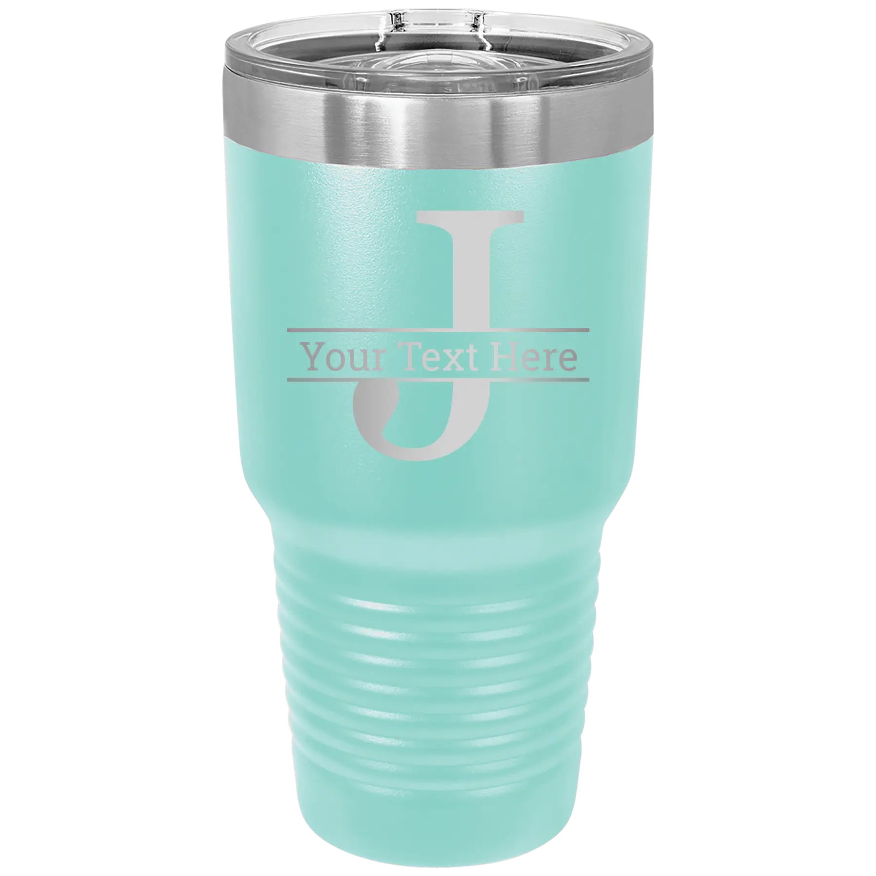 Personalized teal 30 oz vacuum insulated tumbler with 'Monogram letter J' design